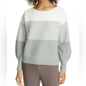 NWT Club Monaco Striped Boiled Cashmere Boatneck Women’s Sweater In Sea Glass